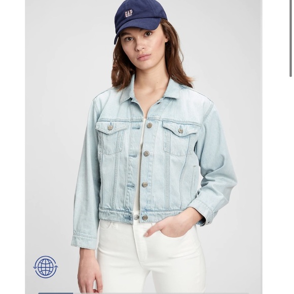 NWT GAP Cropped Icon Denim Jacket With Washwell™ - Picture 2 of 5